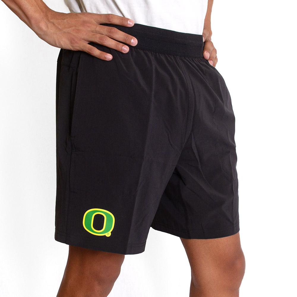 Black Nike Dri-Fit Woven Sideline 24 w Green with Yellow Outline O Short